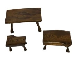 Tables d'appoint en bois organique de style Mid-Century, vers 1960, inspiration brutaliste wabi-sabi