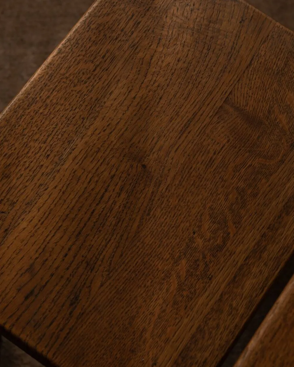 Tables d'appoint en chêne vintage (ensemble de 3) – Tables latérales rustiques modernistes, années 1970