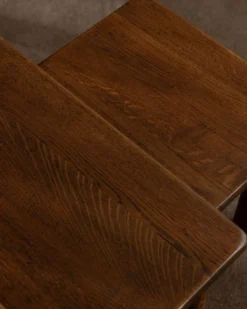 Tables d'appoint en chêne vintage (ensemble de 3) – Tables latérales rustiques modernistes, années 1970