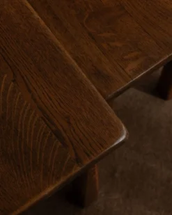 Tables d'appoint en chêne vintage (ensemble de 3) – Tables latérales rustiques modernistes, années 1970