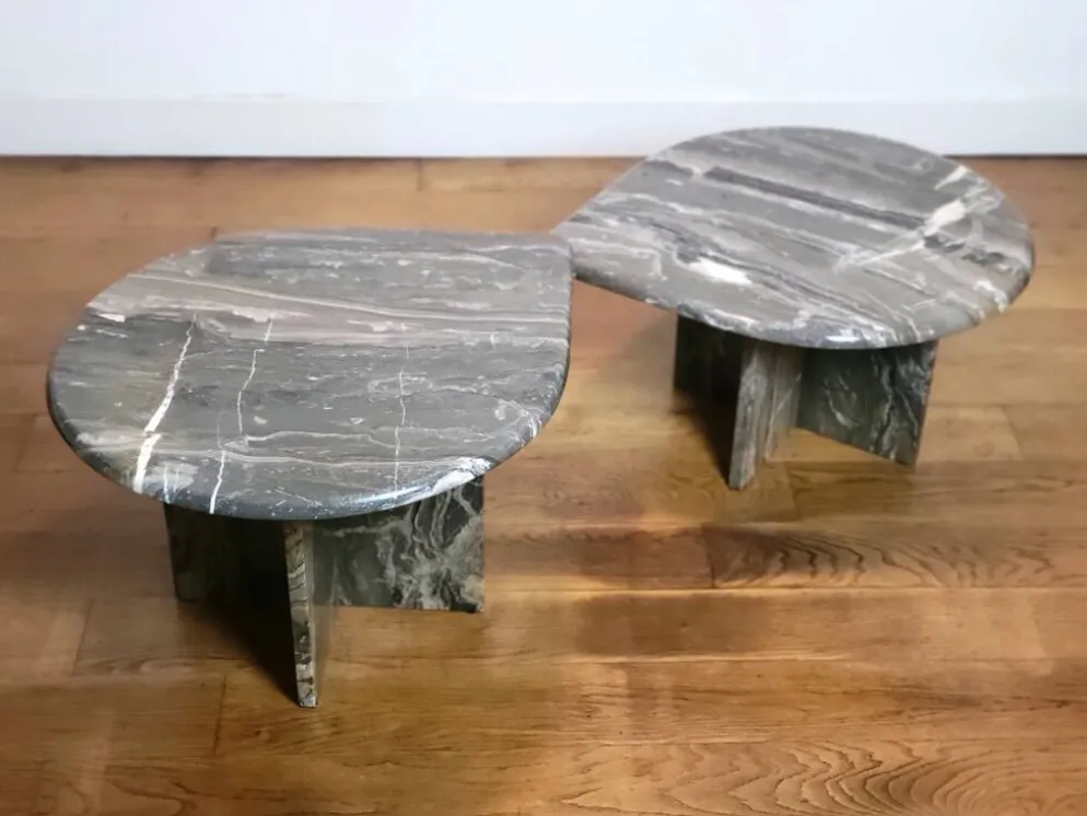Tables d'appoint en marbre organiquement façonnées, Allemagne 1970