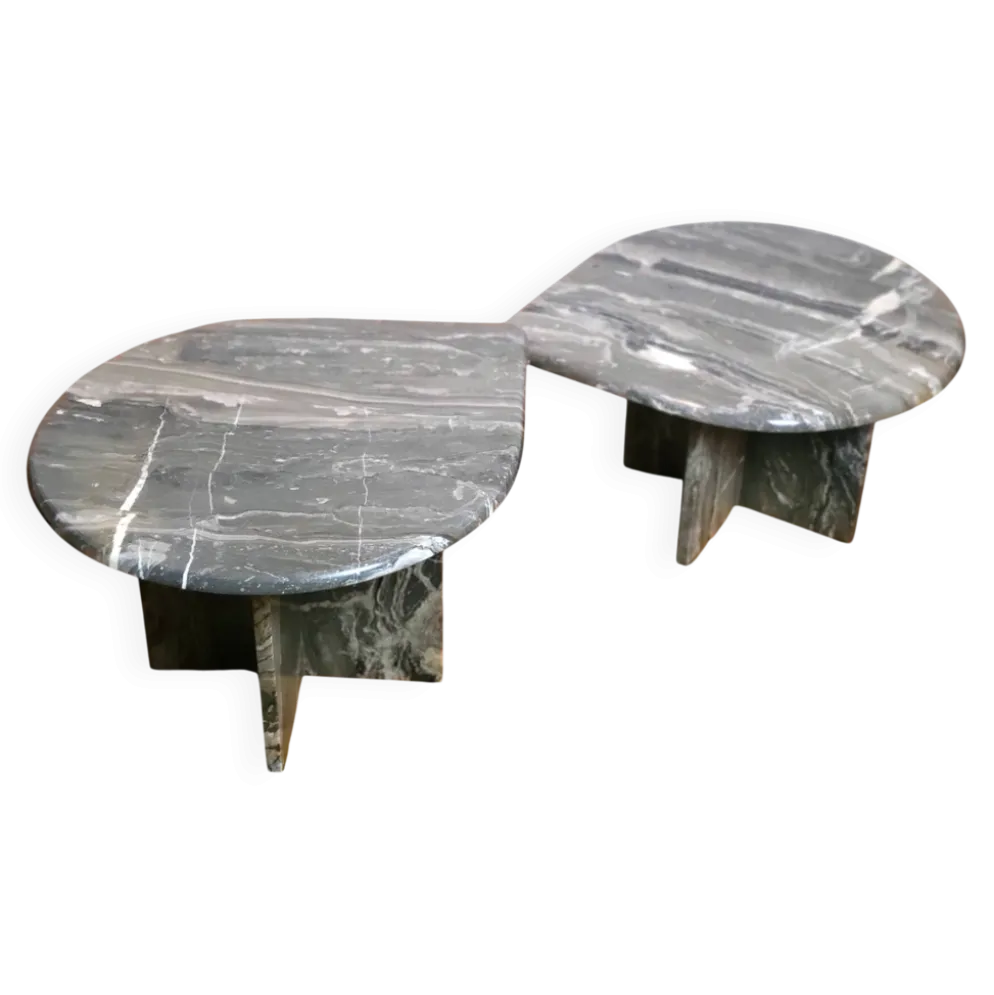 Tables d'appoint en marbre organiquement façonnées, Allemagne 1970