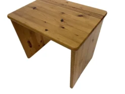 Tables d'appoint gigognes en bois de pin vintage, ensemble de 3