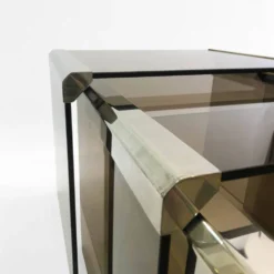 Tables d'appoint gigognes en verre fumé T35 'Tris' de Gallotti & Radice Chrome
