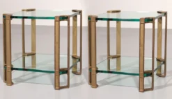 Tables d'appoint ou tables à café Peter Ghyczy T24 en verre double design des années 70 45x45x45.