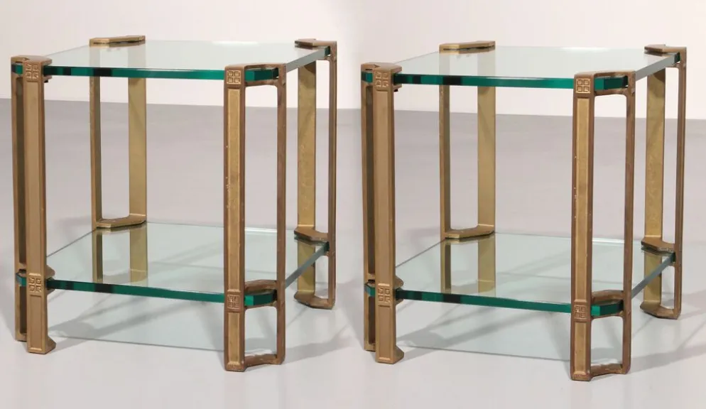 Tables d'appoint ou tables à café Peter Ghyczy T24 en verre double design des années 70 45x45x45.