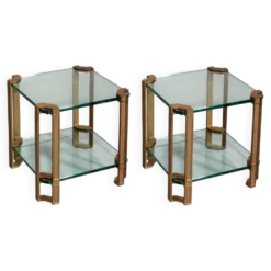 Tables d'appoint ou tables à café Peter Ghyczy T24 en verre double design des années 70 45x45x45.