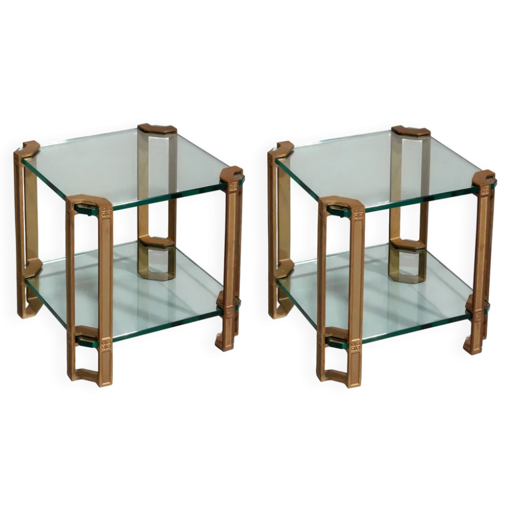 Tables d'appoint ou tables à café Peter Ghyczy T24 en verre double design des années 70 45x45x45.