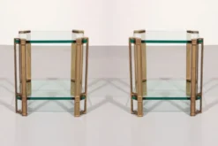 Tables d'appoint ou tables à café Peter Ghyczy T24 en verre double design des années 70 45x45x45.