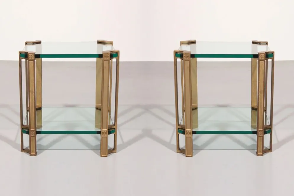 Tables d'appoint ou tables à café Peter Ghyczy T24 en verre double design des années 70 45x45x45.