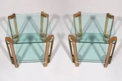 Tables d'appoint ou tables à café Peter Ghyczy T24 en verre double design des années 70 45x45x45.