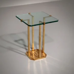Tables d'appoint Peter Ghyczy T18, design des années 1970 en laiton poli (40x40x52)