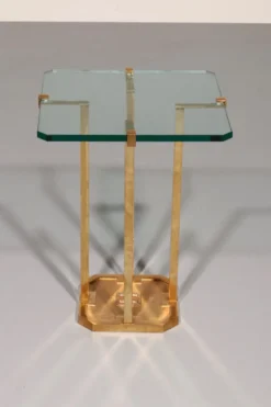 Tables d'appoint Peter Ghyczy T18, design des années 1970 en laiton poli (40x40x52)