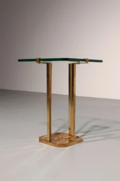 Tables d'appoint Peter Ghyczy T18, design des années 1970 en laiton poli (40x40x52)