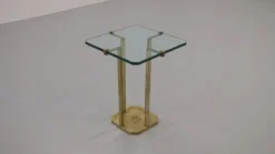 Tables d'appoint Peter Ghyczy T18, design des années 1970 en laiton poli (40x40x52)
