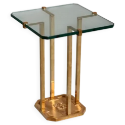 Tables d'appoint Peter Ghyczy T18, design des années 1970 en laiton poli (40x40x52)