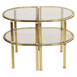 Tables d'appoint, tables de nuit, chrome, verre fumé, Hollywood Regency