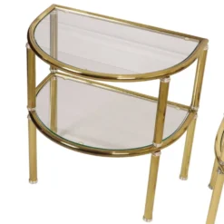 Tables d'appoint, tables de nuit, chrome, verre fumé, Hollywood Regency