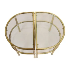 Tables d'appoint, tables de nuit, chrome, verre fumé, Hollywood Regency