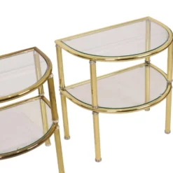 Tables d'appoint, tables de nuit, chrome, verre fumé, Hollywood Regency