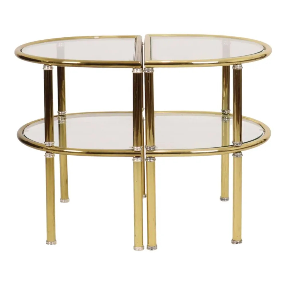 Tables d'appoint, tables de nuit, chrome, verre fumé, Hollywood Regency