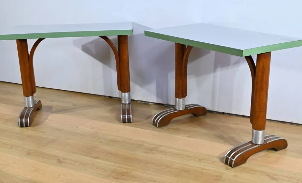 Tables de bistro en stratifié et hêtre – 1950