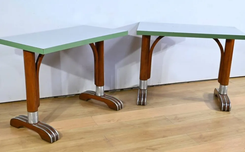 Tables de bistro en stratifié et hêtre – 1950