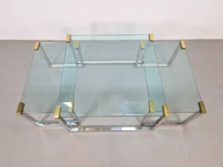 Tables de café et d'appoint T53 en laiton et verre par Peter Ghyczy, années 1970, ensemble de 3.