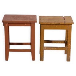 Tables de chevet anciennes en bois de pin – Europe centrale, vers 1940 #6