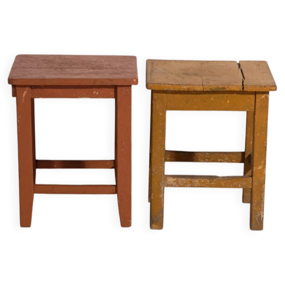 Tables de chevet anciennes en bois de pin – Europe centrale, vers 1940 #6