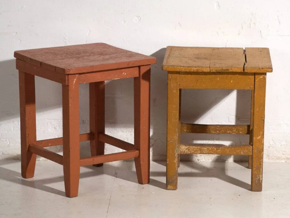 Tables de chevet anciennes en bois de pin – Europe centrale, vers 1940 #6