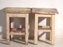 Tables de chevet anciennes en bois de pin – Europe centrale, vers 1940 #11