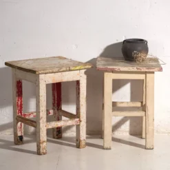 Tables de chevet anciennes en bois de pin – Europe centrale, vers 1940 #11