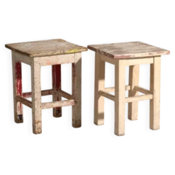 Tables de chevet anciennes en bois de pin – Europe centrale, vers 1940 #11