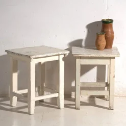 Tables de chevet anciennes en bois de pin – Europe centrale, vers 1940 #10