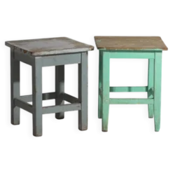 Tables de chevet anciennes en bois de pin – Europe centrale, vers 1940 #1