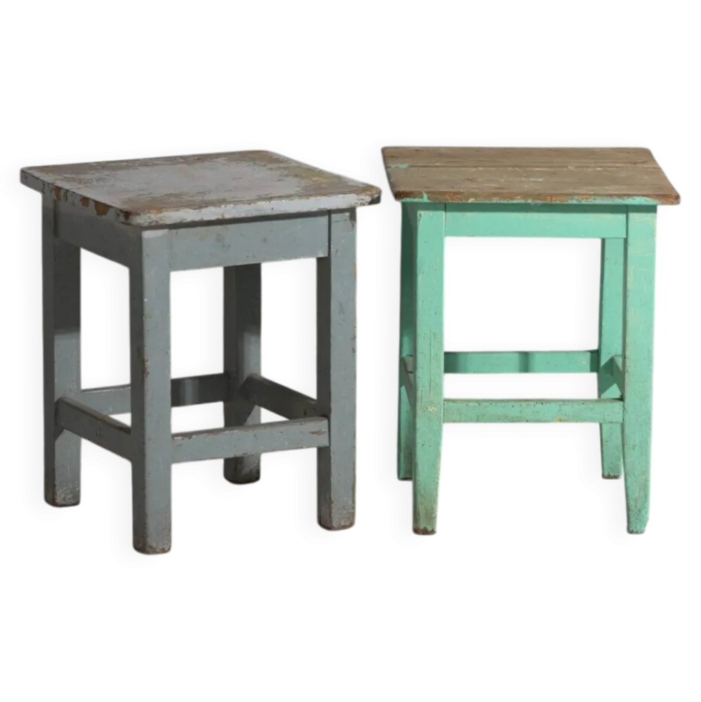 Tables de chevet anciennes en bois de pin – Europe centrale, vers 1940 #1