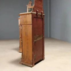 Tables de chevet anciennes en noyer avec marbre gris, Italie, XIXe siècle