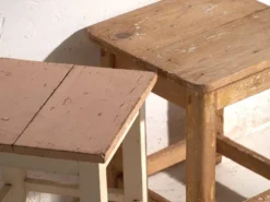 Tables de chevet anciennes en bois de pin – Europe centrale, vers 1940 #2