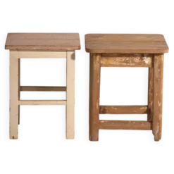 Tables de chevet anciennes en bois de pin – Europe centrale, vers 1940 #2