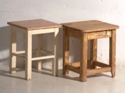 Tables de chevet anciennes en bois de pin – Europe centrale, vers 1940 #2