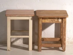 Tables de chevet anciennes en bois de pin – Europe centrale, vers 1940 #2