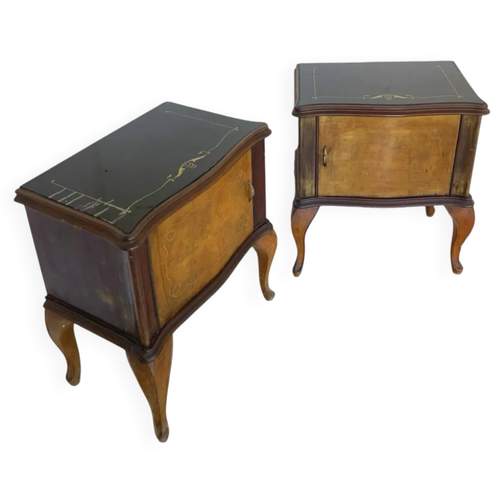 Tables de chevet/commodes Chippendale italiennes, années 1940/1950.