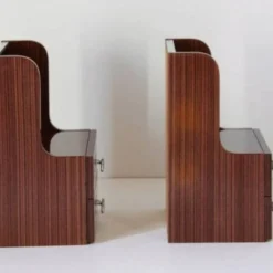 Tables de chevet en bois vintage italien de style mid-century modern, vers 1970