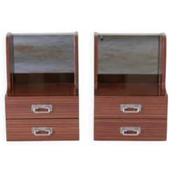 Tables de chevet en bois vintage italien de style mid-century modern, vers 1970