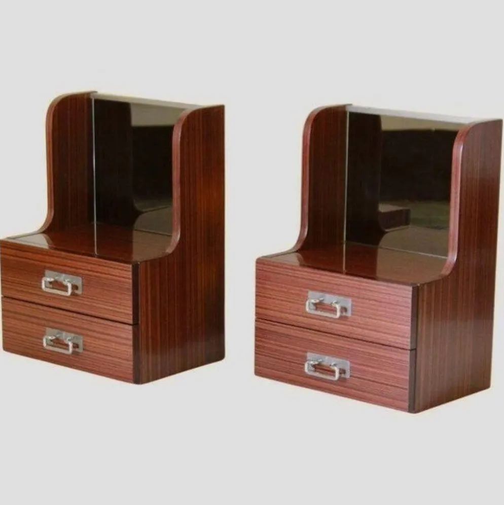 Tables de chevet en bois vintage italien de style mid-century modern, vers 1970