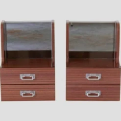 Tables de chevet en bois vintage italien de style mid-century modern, vers 1970