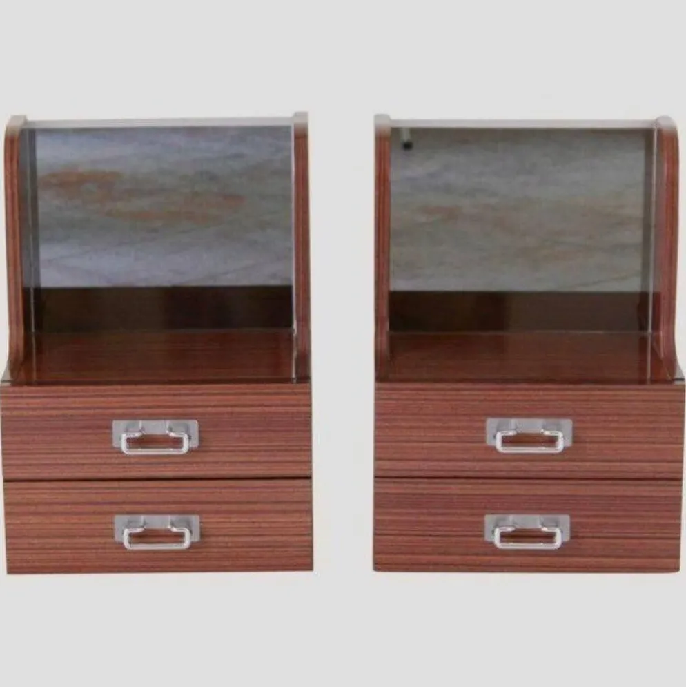 Tables de chevet en bois vintage italien de style mid-century modern, vers 1970