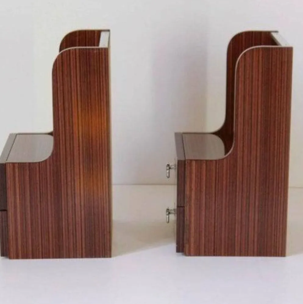 Tables de chevet en bois vintage italien de style mid-century modern, vers 1970