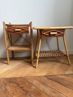 Tables de chevet en rotin dans le goût de Audoux Minet